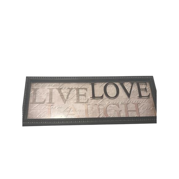 Live, Laugh, Love Wall Art Brown Frame with Glass 17” x 7” Dimensions - Picture 3 of 3